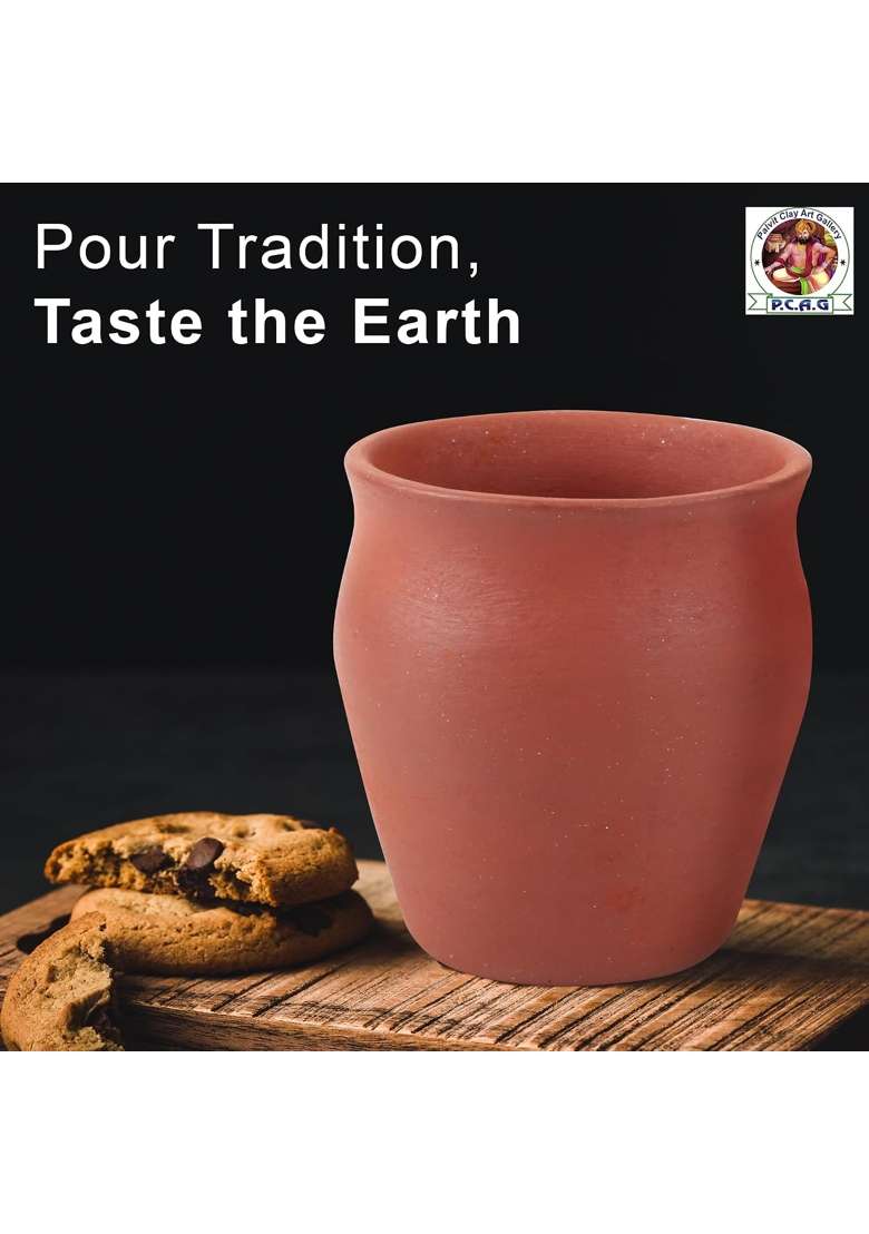 PALVIT CLAY ART GALLERY Desi Kulhad Clay Tea Cup Clay Kulhad Washebale | 6-Piece Set - Indya