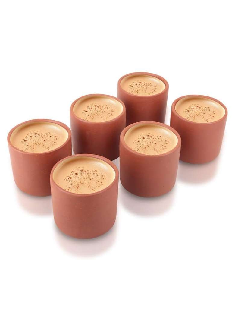 PALVIT CLAY ART GALLERY Handcrafted Clay Kulhad Clay Tea Cup | 6-Piece Set - Indya