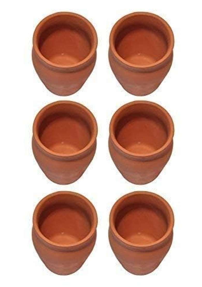B S NATURAL Organic Clay Crafts Clay Kullad Clay Tea Cup Glazed Terracotta Tea Kulhad Coffee Mugs -Brown | 200 ml | 6.8 fl oz - Indya