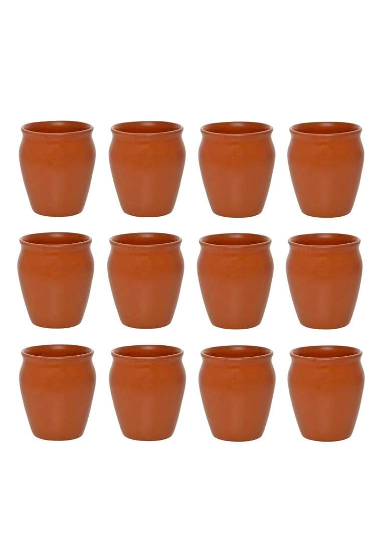 B S NATURAL Organic Clay Crafts Clay Kullad Clay Tea Cup Glazed Terracotta Tea Kulhad Coffee Mugs -Brown | 200 ml | 6.8 fl oz - Indya