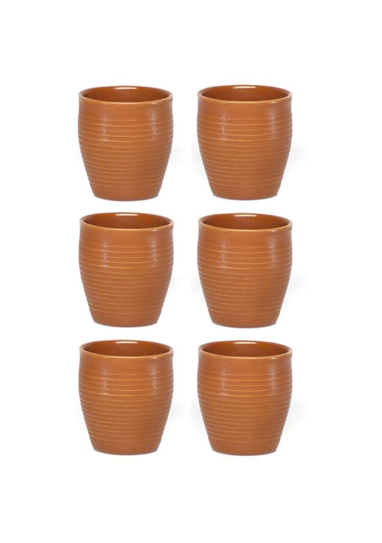 B S NATURAL Organic Clay Crafts Clay Kullad Clay Tea Cup Glazed Terracotta Tea Kulhad Coffee Mugs -Brown | 200 ml | 6.8 fl oz - Indya