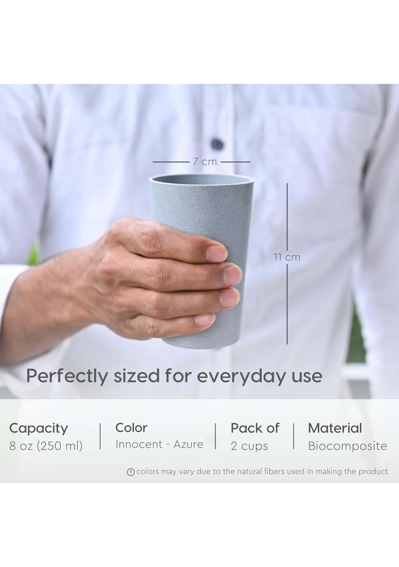 Eha Earth-Friendly Unbreakable Drinking Glass for Water and Juice | 250 ml | 8.5 fl oz | 2-Piece Set | Microwave Safe - Indya