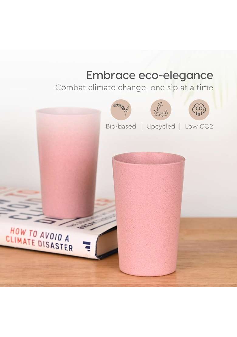 Eha Earth-Friendly Unbreakable Drinking Glass for Water and Juice | 250 ml | 8.5 fl oz | 2-Piece Set | Microwave Safe - Indya