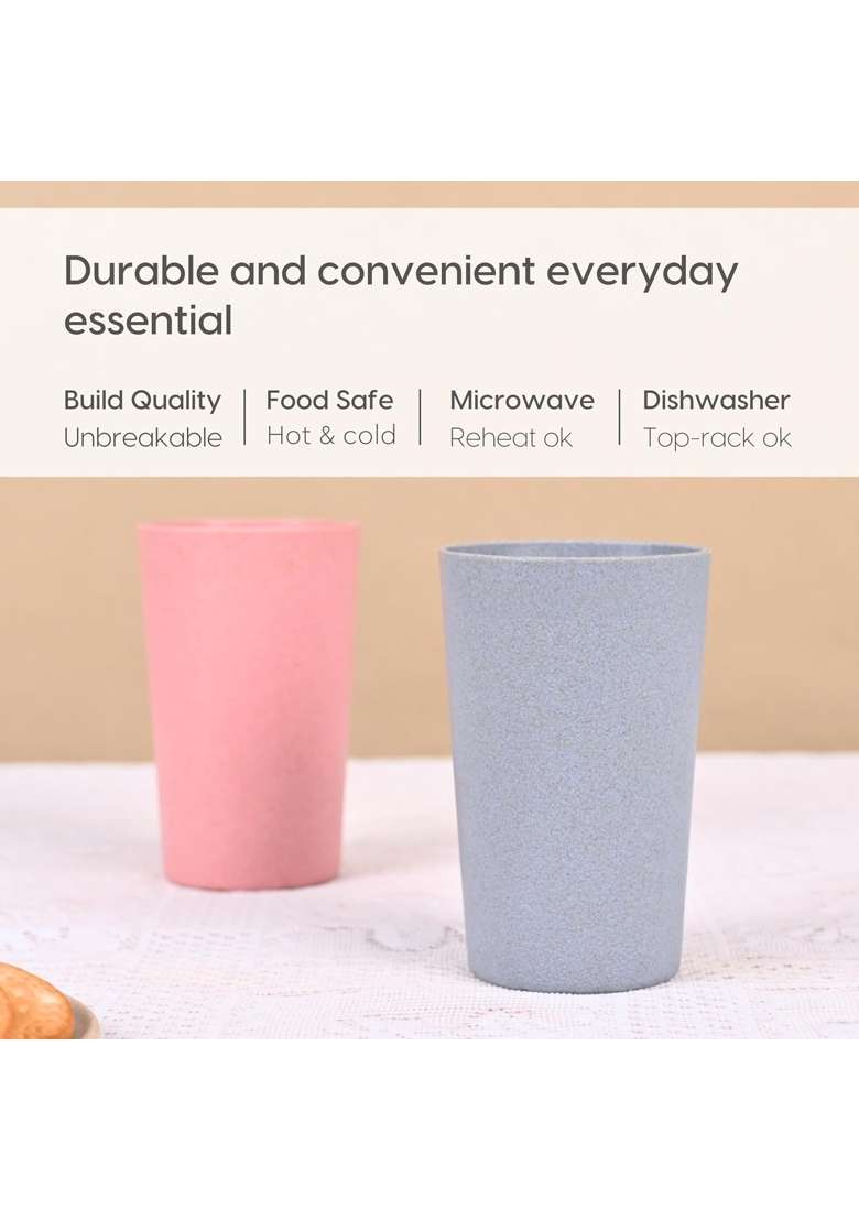 Eha Earth-Friendly Unbreakable Drinking Glass for Water and Juice | 250 ml | 8.5 fl oz | 2-Piece Set | Microwave Safe - Indya