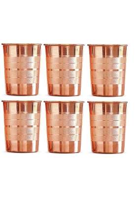 Adoko 100 Pure Copper Tumbler | 300 ml | 10.1 fl oz | 6-Piece Set | Handcrafted