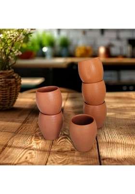 KALAKRITI Terracotta Kullad Tea Cups Ceramic for Serving Cutting Shape Glass for Hot | 6-Piece Set