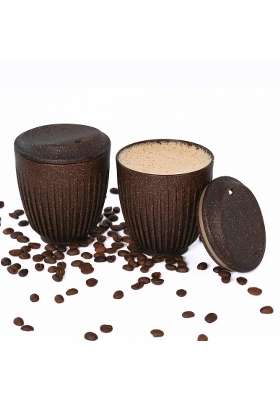 Eha Earth Friendly Retro Coffee Mug with Lid | 250 ml | 8.5 fl oz | 2-Piece Set | Microwave Safe