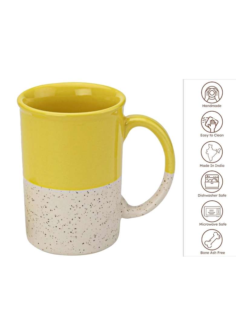 Bodhi House Ceramic Tea and Coffee Mug with Coaster | 300 ml | 10.1 fl oz - Indya