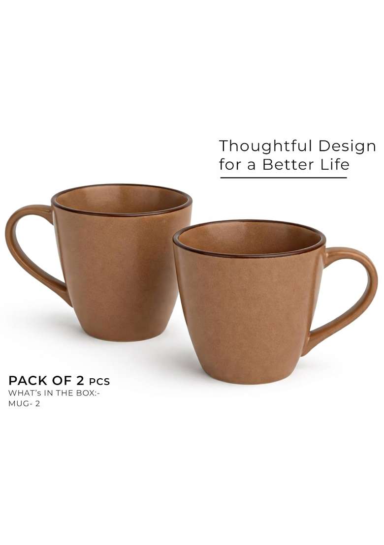 Bodhi House Handmade Ceramic Coffee Mug | 350 ml | 11.8 fl oz | Pack of 2 - Indya