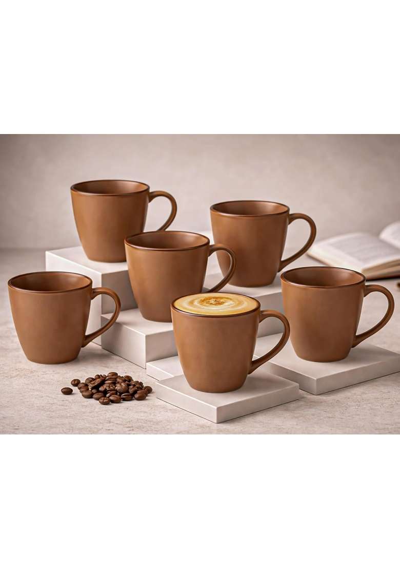 Bodhi House Handmade Ceramic Coffee Mug | 350 ml | 11.8 fl oz | Pack of 6 - Indya