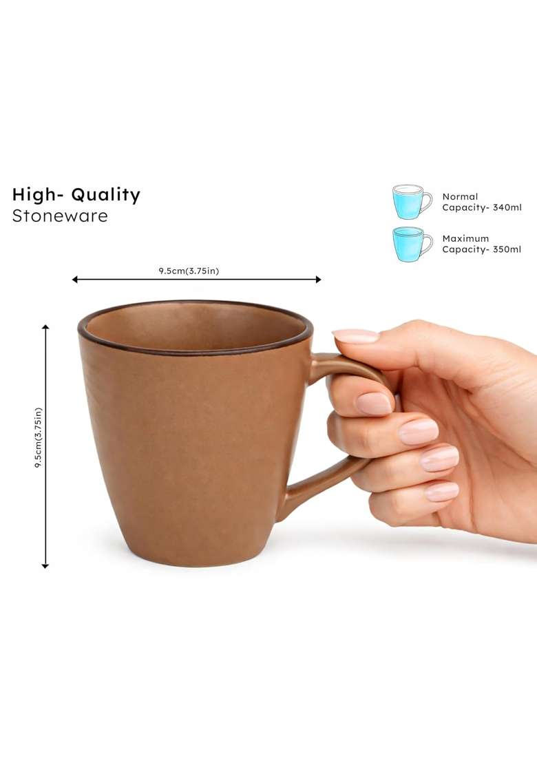 Bodhi House Handmade Ceramic Coffee Mug | 350 ml | 11.8 fl oz | Pack of 6 - Indya