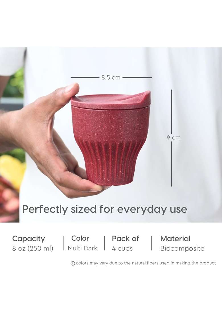 Eha Earth Friendly Rafter Coffee Mug with Lid | 250 ml | 8.5 fl oz | Microwave Safe - Indya
