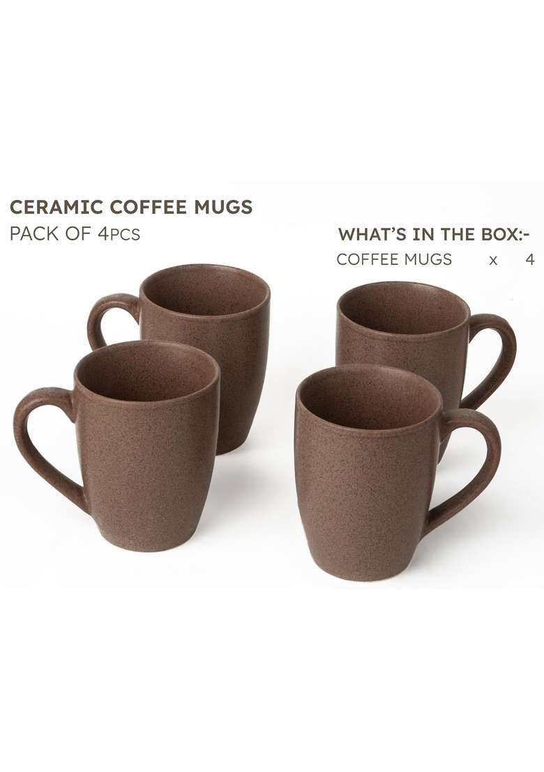 Bodhi House Handcrafted Ceramic Coffee Mugs | 300 ml | 10.1 fl oz | Pack of 4 - Indya