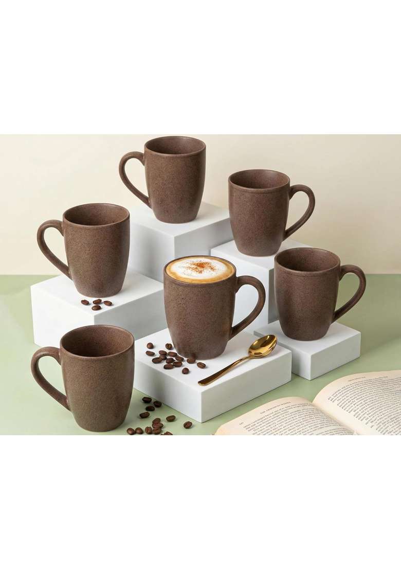 Bodhi House Handcrafted Ceramic Coffee Mugs | 300 ml | 10.1 fl oz | Pack of 6 - Indya