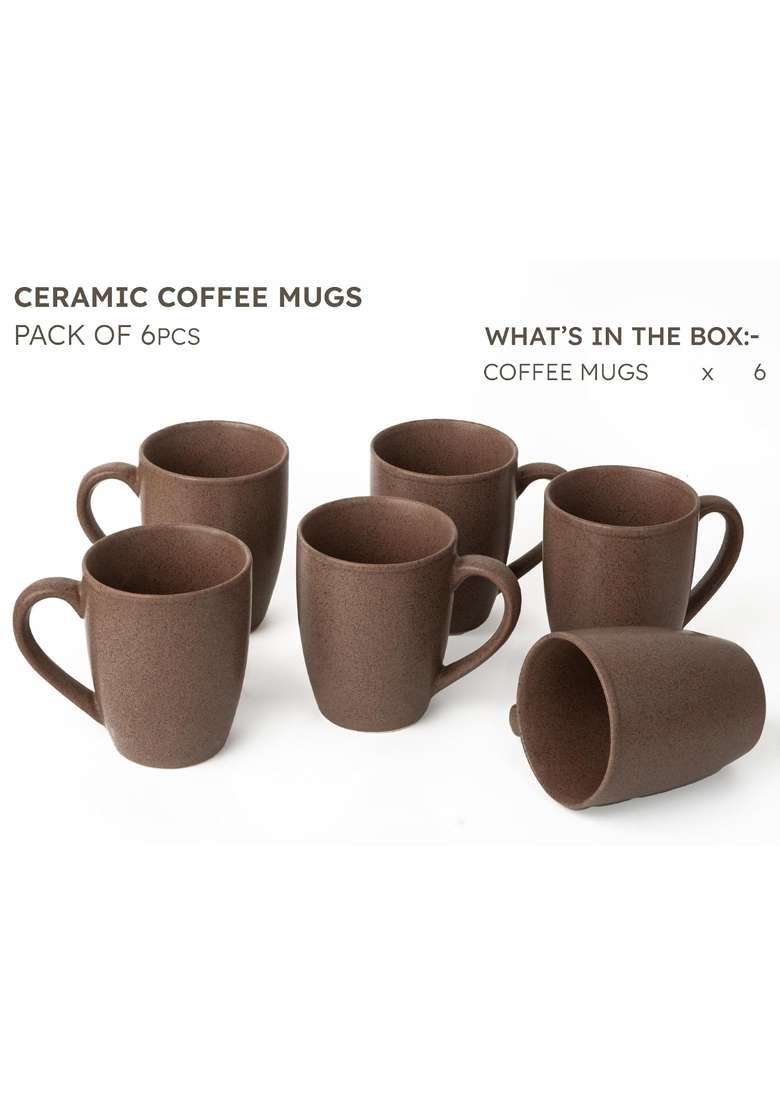 Bodhi House Handcrafted Ceramic Coffee Mugs | 300 ml | 10.1 fl oz | Pack of 6 - Indya