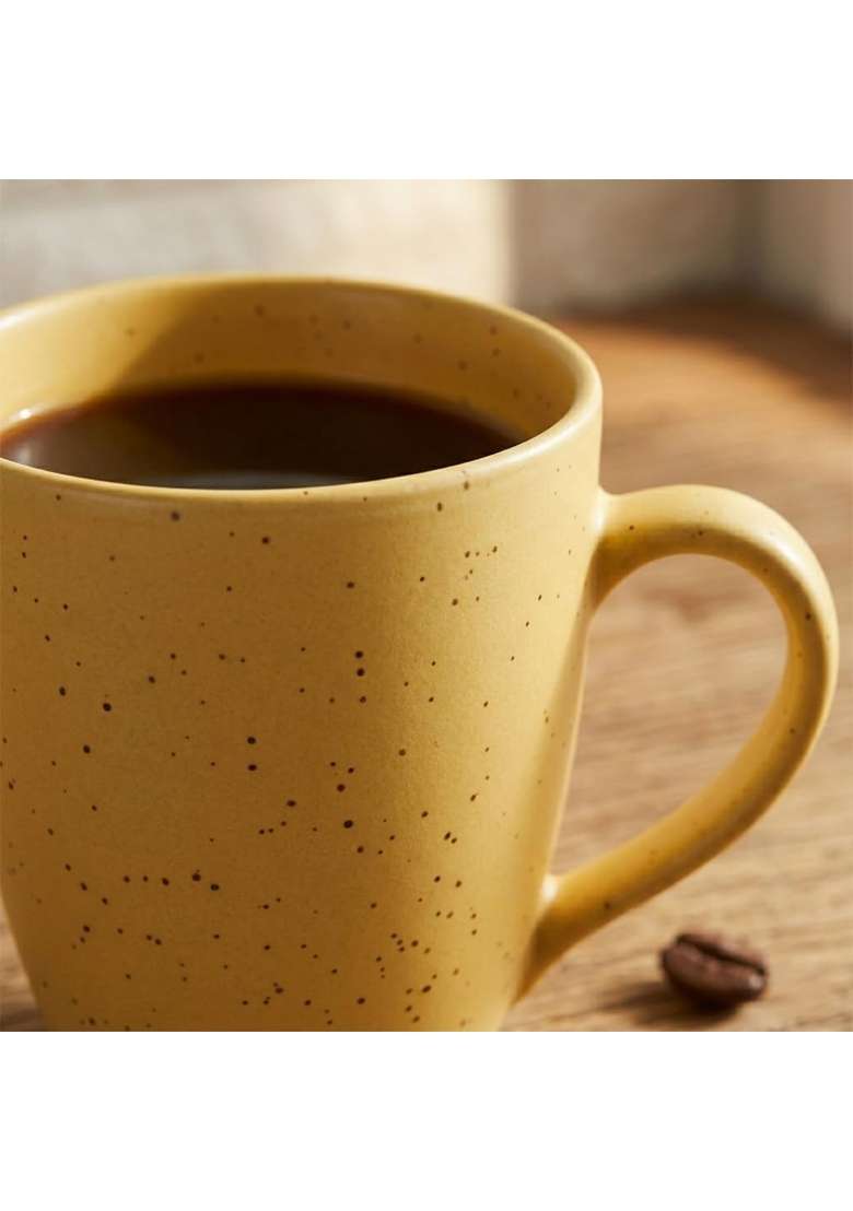 The Earth Store Mustard Marble Matte Coffee Mug | 300 ml | 10.1 fl oz | 4-Piece Set | Dishwasher Safe | Microwave Safe - Indya