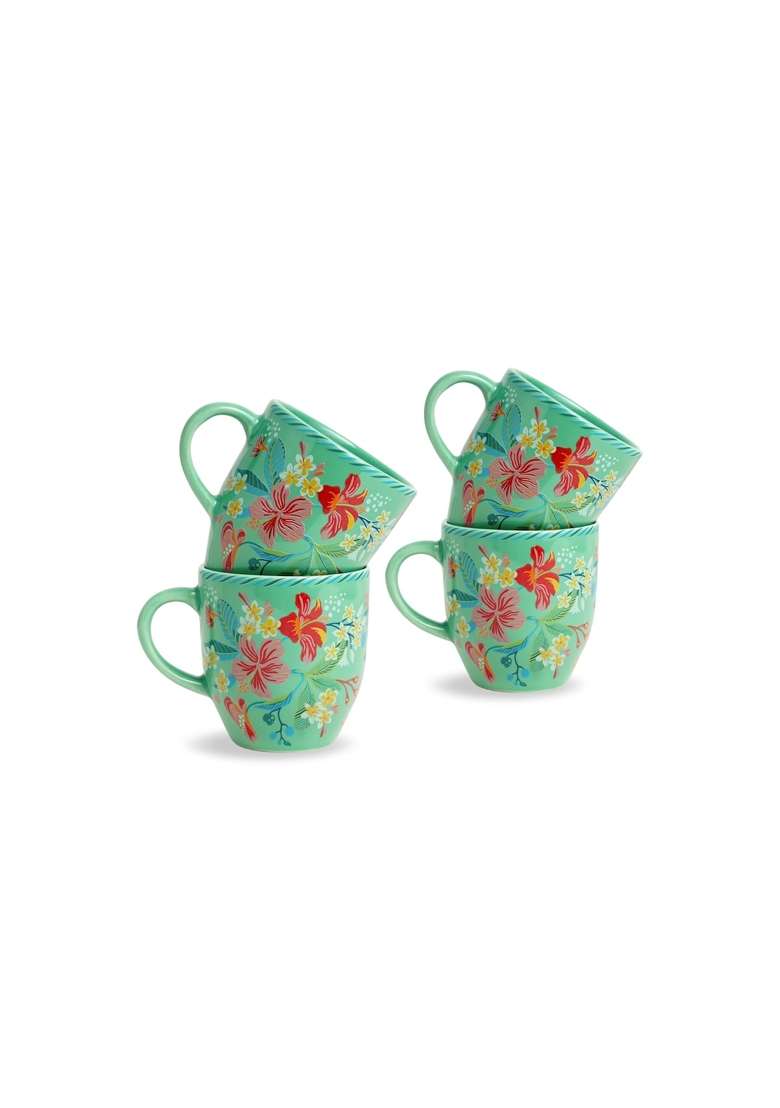 Shay Ceramic Coffee Mug Set | 300 ml | 10.1 fl oz | 4-Piece Set | Microwave Safe - Indya