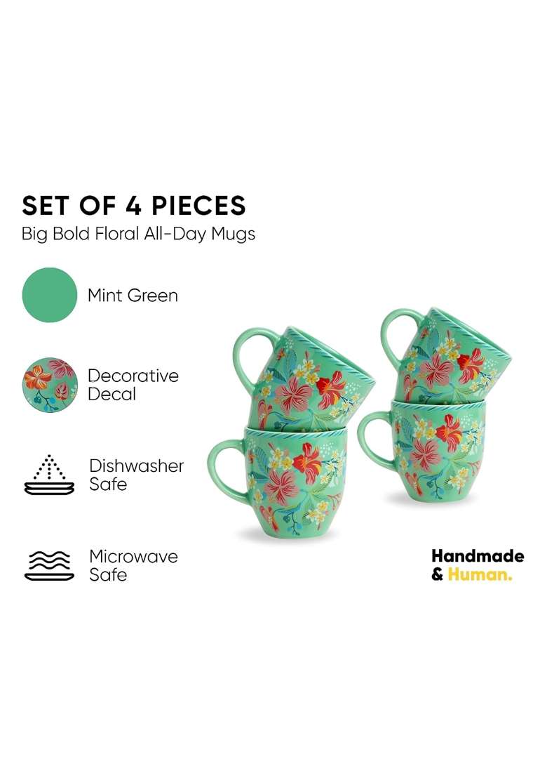 Shay Ceramic Coffee Mug Set | 300 ml | 10.1 fl oz | 4-Piece Set | Microwave Safe - Indya