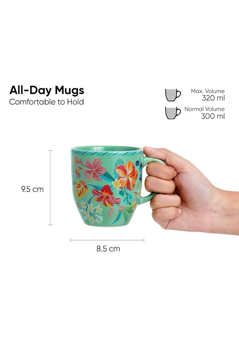 Shay Ceramic Coffee Mug Set | 300 ml | 10.1 fl oz | 4-Piece Set | Microwave Safe - Indya