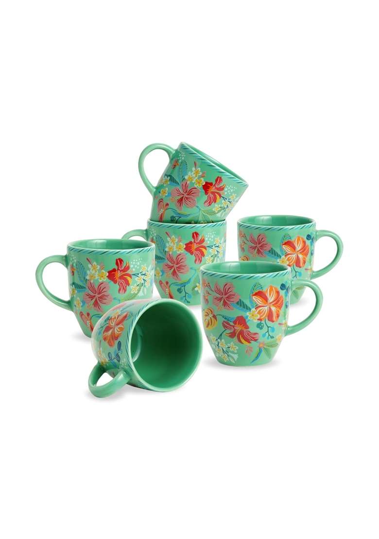 Shay Ceramic Coffee Mug Set | 300 ml | 10.1 fl oz | 6-Piece Set | Microwave Safe - Indya