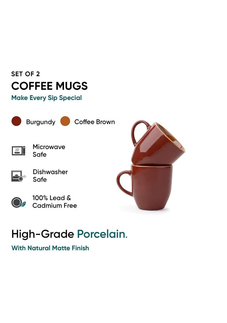 Shay Ceramic Coffee Mug Set | 300 ml | 10.1 fl oz | 2-Piece Set | Microwave Safe - Indya