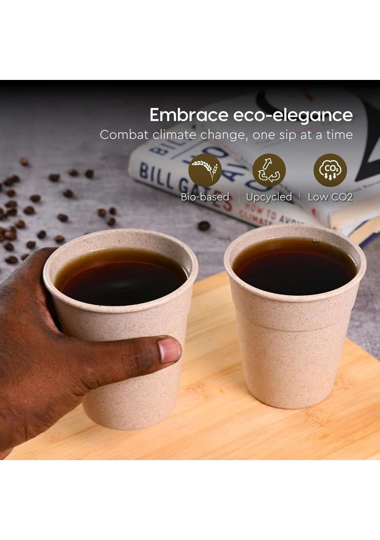 Eha Earth-Friendly Eco Nova Drinking Glass for Water and Juice | 350 ml | 11.8 fl oz | 4-Piece Set | Microwave Safe - Indya
