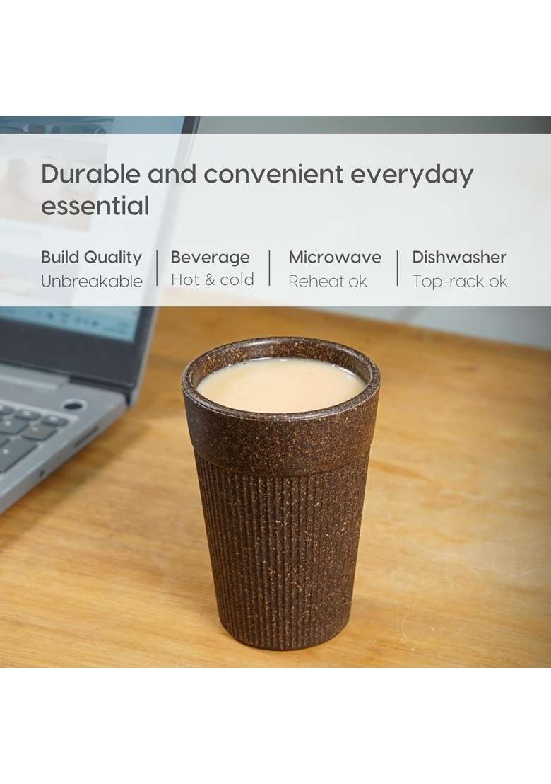 Eha Earth-Friendly Unbreakable Lassi Tumbler Drinking Glass for Water and Juice | 350 ml | 11.8 fl oz | 6-Piece Set | Microwave Safe - Indya