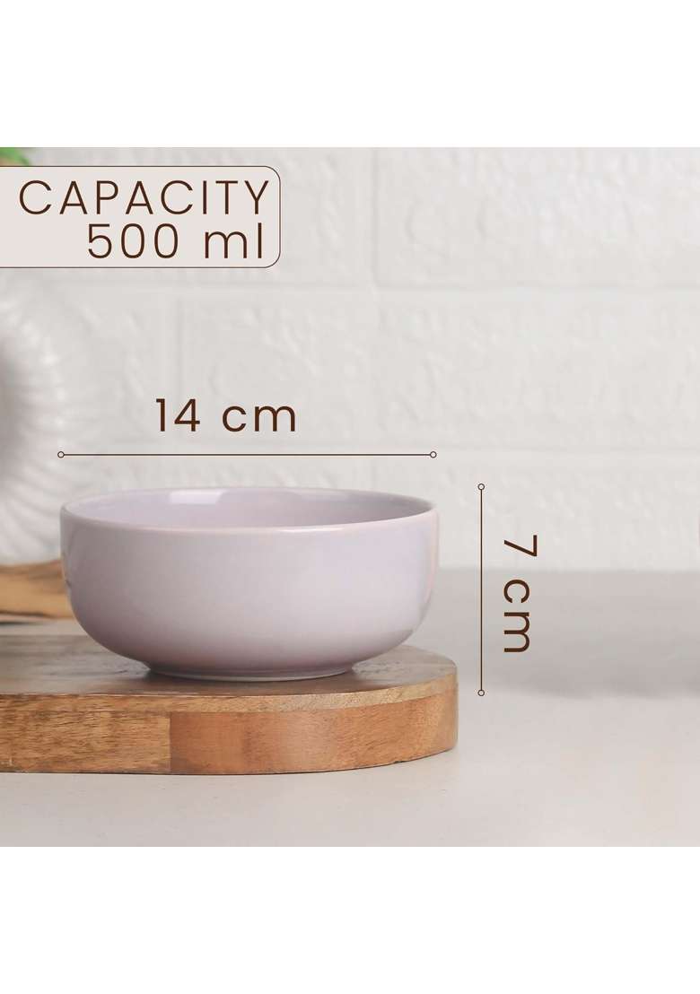The Earth Store Lavender Ceramic Bowl Dishwasher and Microwave Safe Bowl Mixing Bowl for Snacks | 500 ml | 16.9 fl oz | 2-Piece Set - Indya