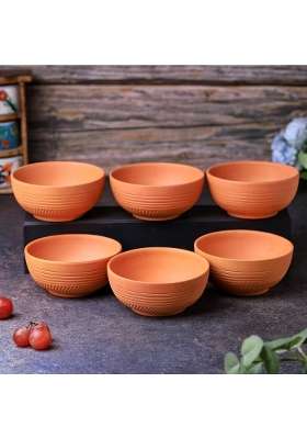 THE HANDICRAFTIAN Terracotta Dry Fruits Special Bowl Set | 200 ml | 6.8 fl oz | 11 cm | 4.3 Inch | 6-Piece Set | Handcrafted