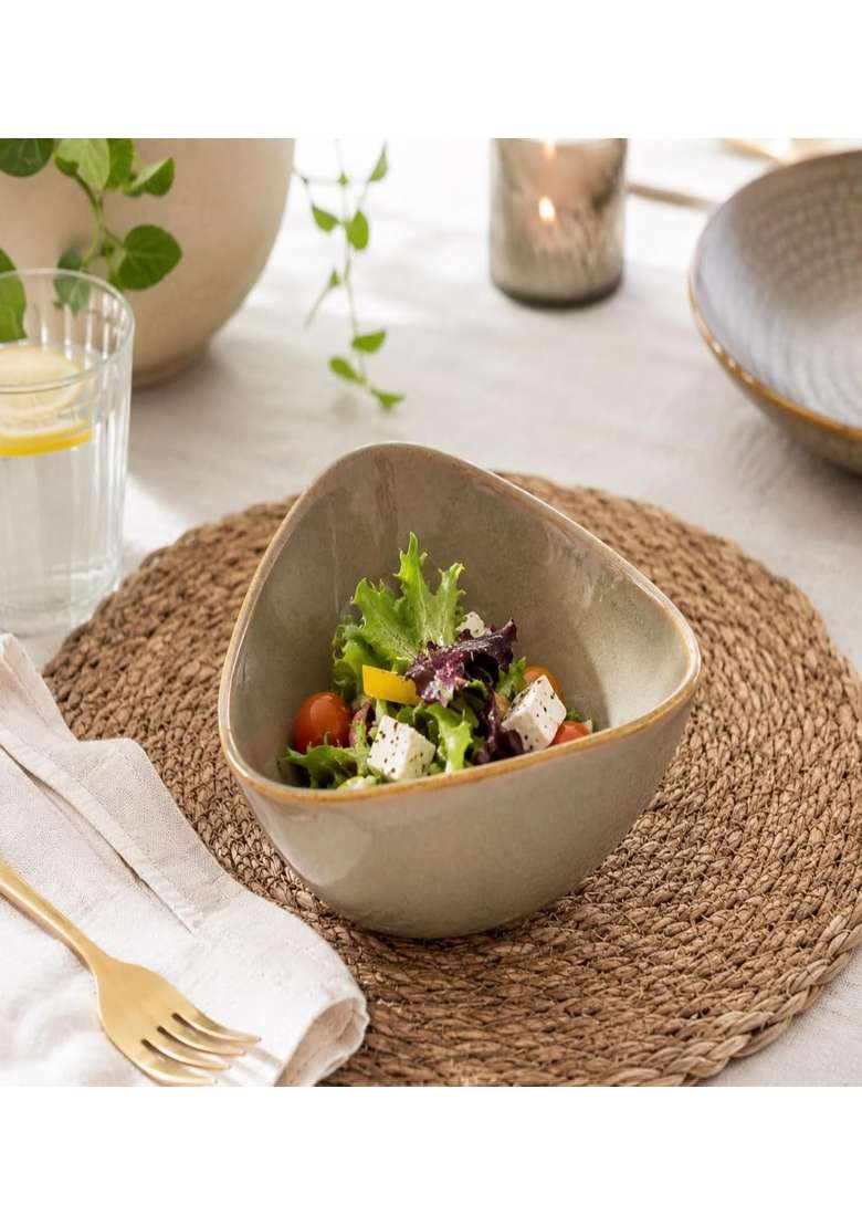 VOIDROP Rustic Brown Each Ceramic Bowls for Kitchen Dining Table Decor | 500 ml | 16.9 fl oz | Dishwasher Safe | Microwave Safe - Indya