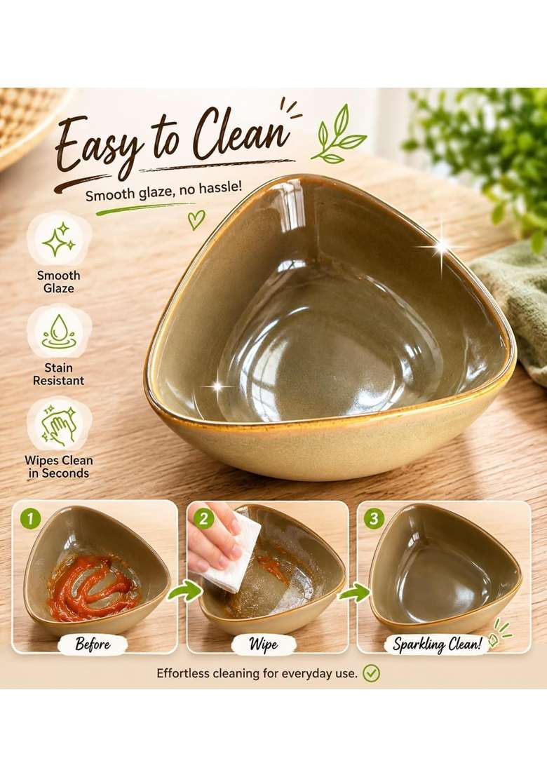 VOIDROP Rustic Brown Each Ceramic Bowls for Kitchen Dining Table Decor | 500 ml | 16.9 fl oz | Dishwasher Safe | Microwave Safe - Indya