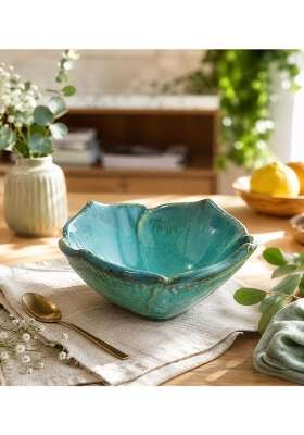 VOIDROP Lotus Shaped Ceramic Bowls for Kitchen | 500 ml | 16.9 fl oz | Handcrafted