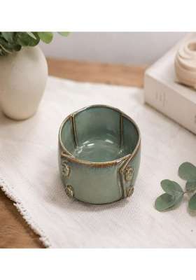 VOIDROP Glazed Green Each Ceramic Bowls for Kitchen | 500 ml | 16.9 fl oz | Dishwasher Safe | Microwave Safe