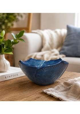 VOIDROP Lotus Shaped Ceramic Bowls for Kitchen | 500 ml | 16.9 fl oz | Handcrafted