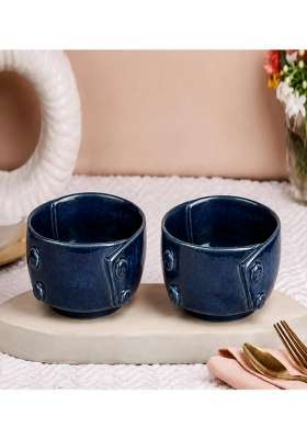 VOIDROP Glazed Blue Each Ceramic Bowls for Kitchen | 500 ml | 16.9 fl oz | 2-Piece Set | Dishwasher Safe | Microwave Safe