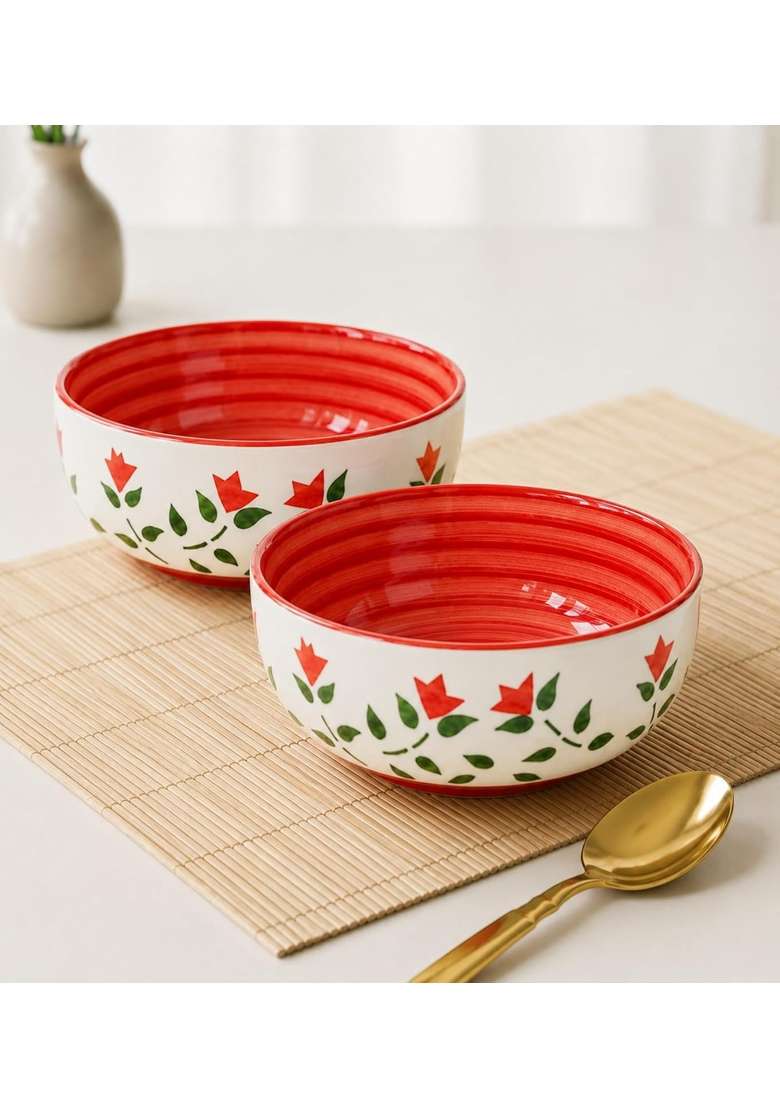 VOIDROP Ceramic Bowls | 300 ml | 10.1 fl oz | 2-Piece Set | Microwave Safe - Indya