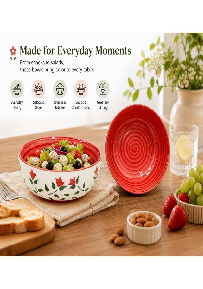 VOIDROP Ceramic Bowls | 300 ml | 10.1 fl oz | 2-Piece Set | Microwave Safe - Indya