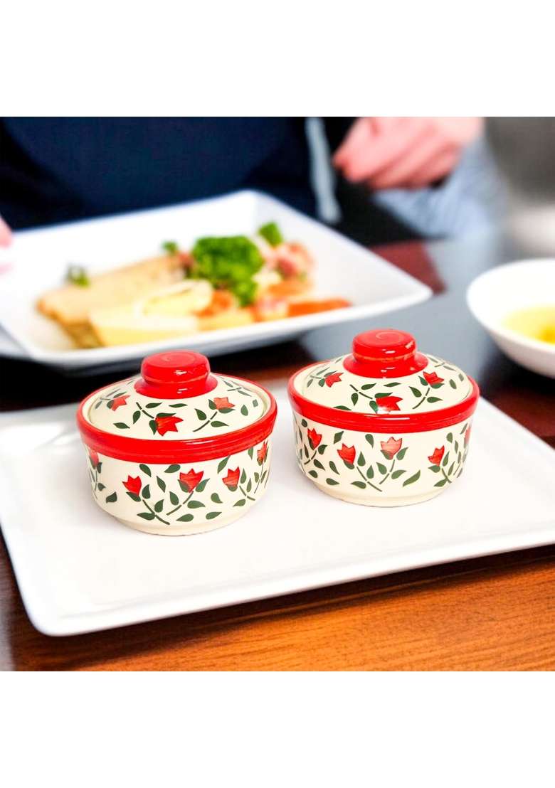 VOIDROP Drape Multipurpose Ceramic Bowl with Lid | 300 ml | 10.1 fl oz | 2-Piece Set - Indya