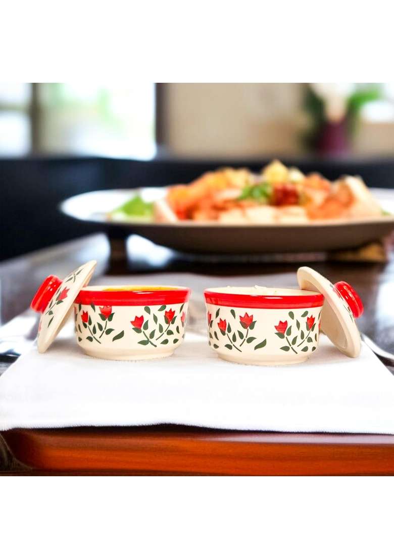 VOIDROP Drape Multipurpose Ceramic Bowl with Lid | 300 ml | 10.1 fl oz | 2-Piece Set - Indya