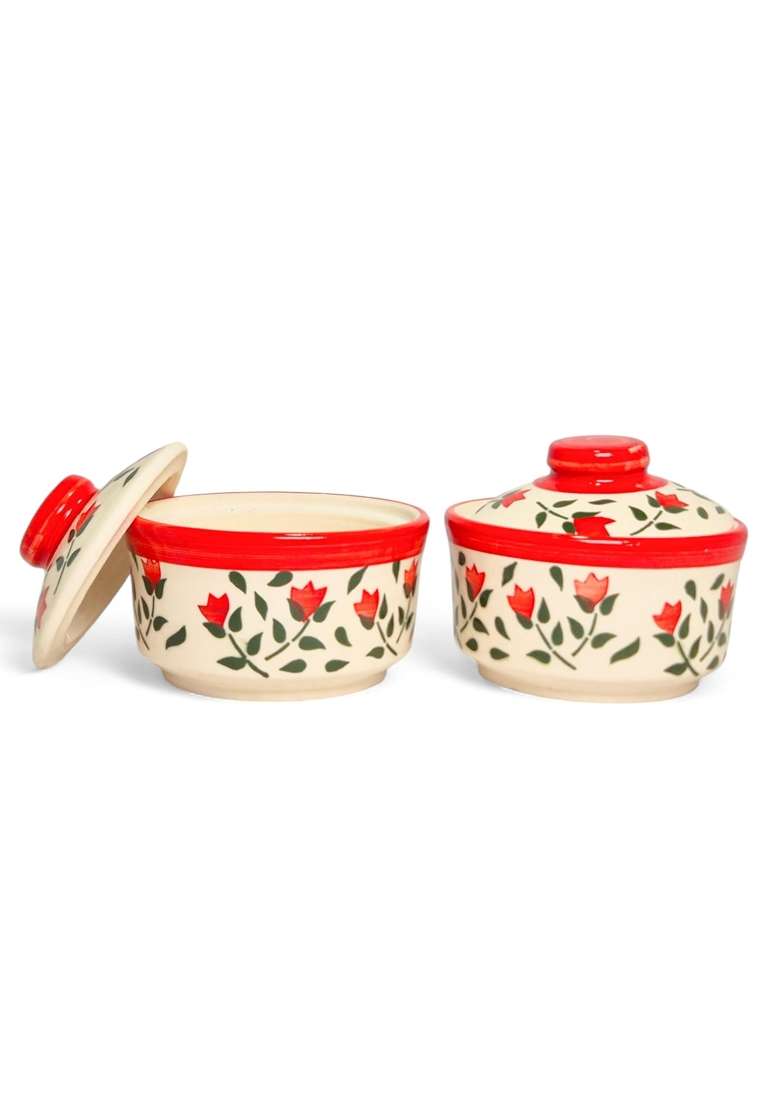 VOIDROP Drape Multipurpose Ceramic Bowl with Lid | 300 ml | 10.1 fl oz | 2-Piece Set - Indya