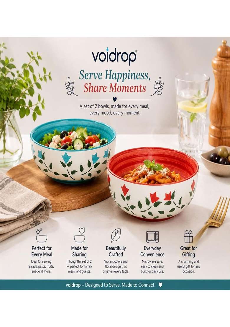 VOIDROP Ceramic Bowls | 300 ml | 10.1 fl oz | 2-Piece Set - Indya
