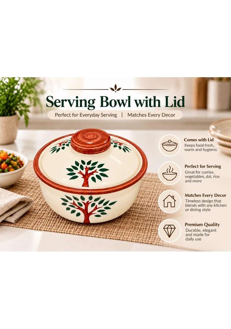 VOIDROP Ceramic Bowl with Lid | 500 ml | 16.9 fl oz | 2-Piece Set - Indya