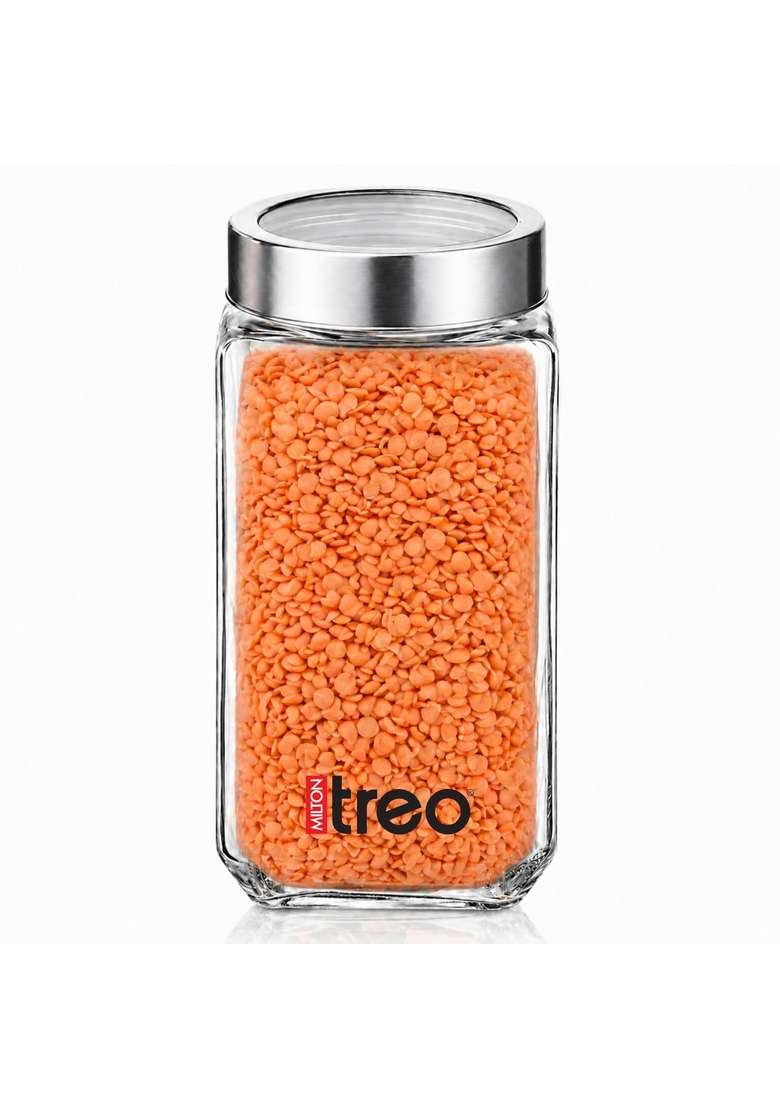 Treo By Milton Cube Airtight Storage Glass Container Food Grade Stackable and Modular | 1000 ml | 33.8 fl oz - Indya