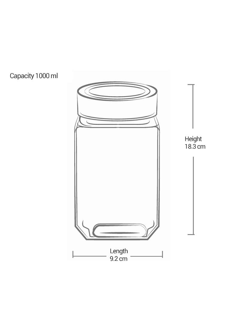 Treo By Milton Cube Airtight Storage Glass Container Food Grade Stackable and Modular | 1000 ml | 33.8 fl oz - Indya