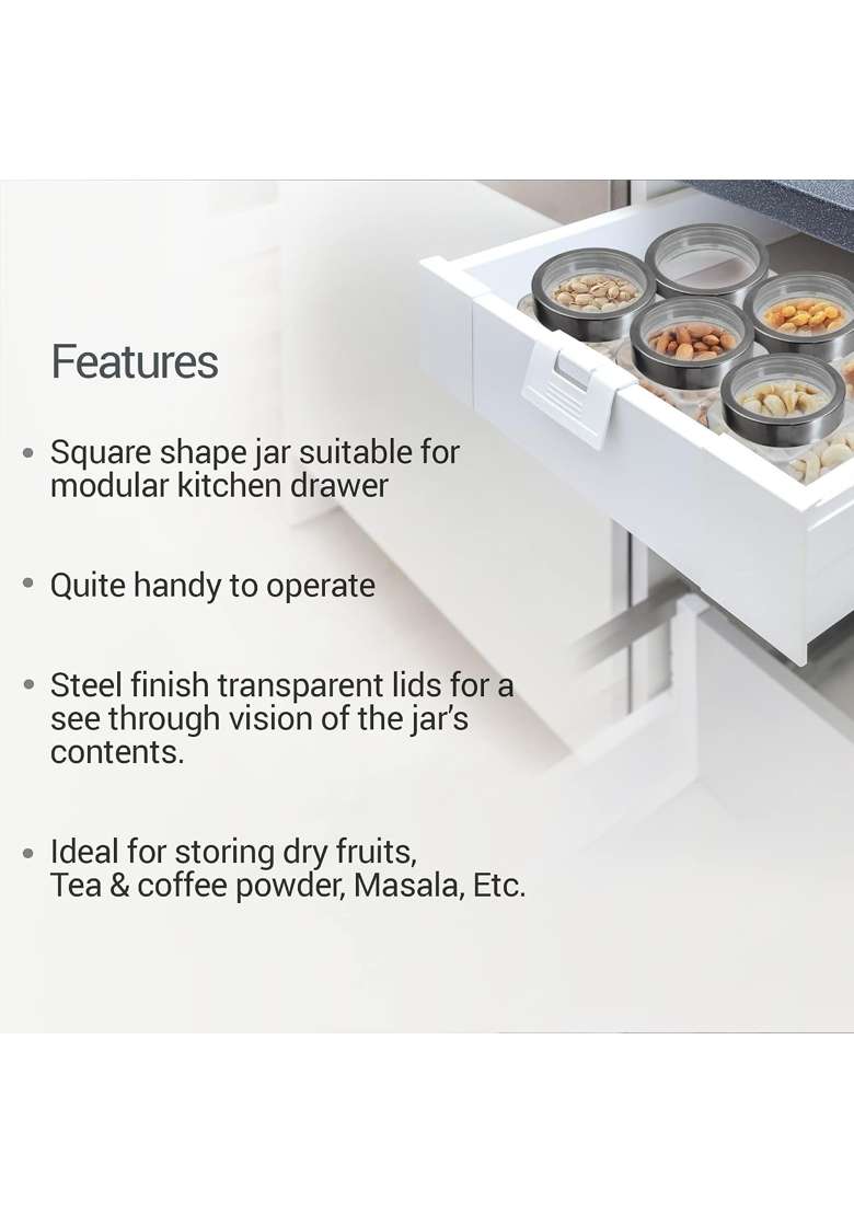 Treo By Milton Cube Airtight Storage Glass Container Food Grade Stackable and Modular | 1000 ml | 33.8 fl oz - Indya