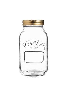 Kilner Premium Leakproof Preserve Glass Jar with Screw Lid | 1 L | 1.1 Qt | Dishwasher Safe
