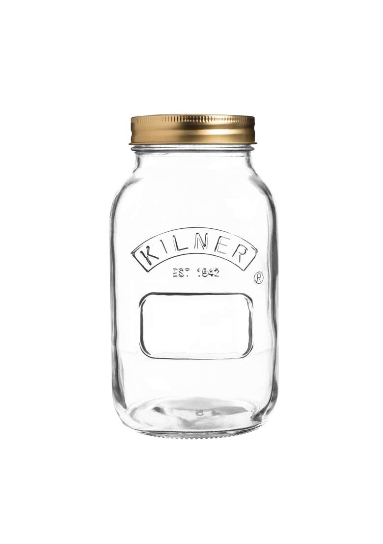 Kilner Premium Leakproof Preserve Glass Jar with Screw Lid | 1 L | 1.1 Qt | Dishwasher Safe - Indya
