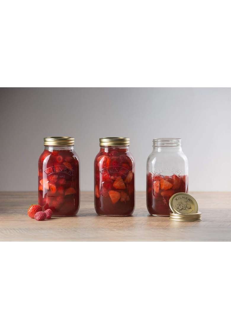 Kilner Premium Leakproof Preserve Glass Jar with Screw Lid | 1 L | 1.1 Qt | Dishwasher Safe - Indya