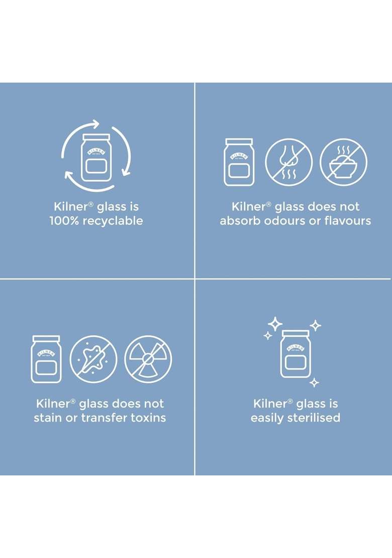 Kilner Premium X Round Preserve Glass Jar for Preserving and Storing Jams | 500 ml | 16.9 fl oz | 4-Piece Set - Indya