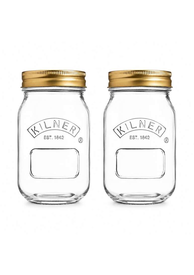 Kilner Premium X Round Preserve Glass Jar for Preserving and Storing Jams | 500 ml | 16.9 fl oz | 2-Piece Set - Indya